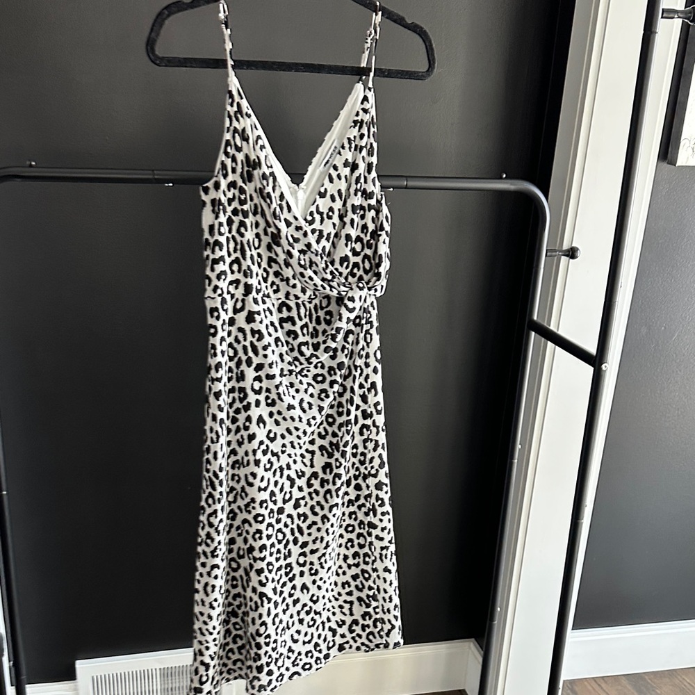 Express Black and White Leopard Print Dress